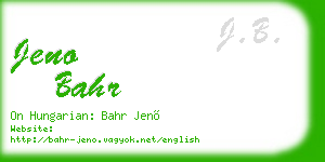 jeno bahr business card